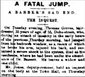 St.Helens Newspaper 1895 on death of Thomas Groves