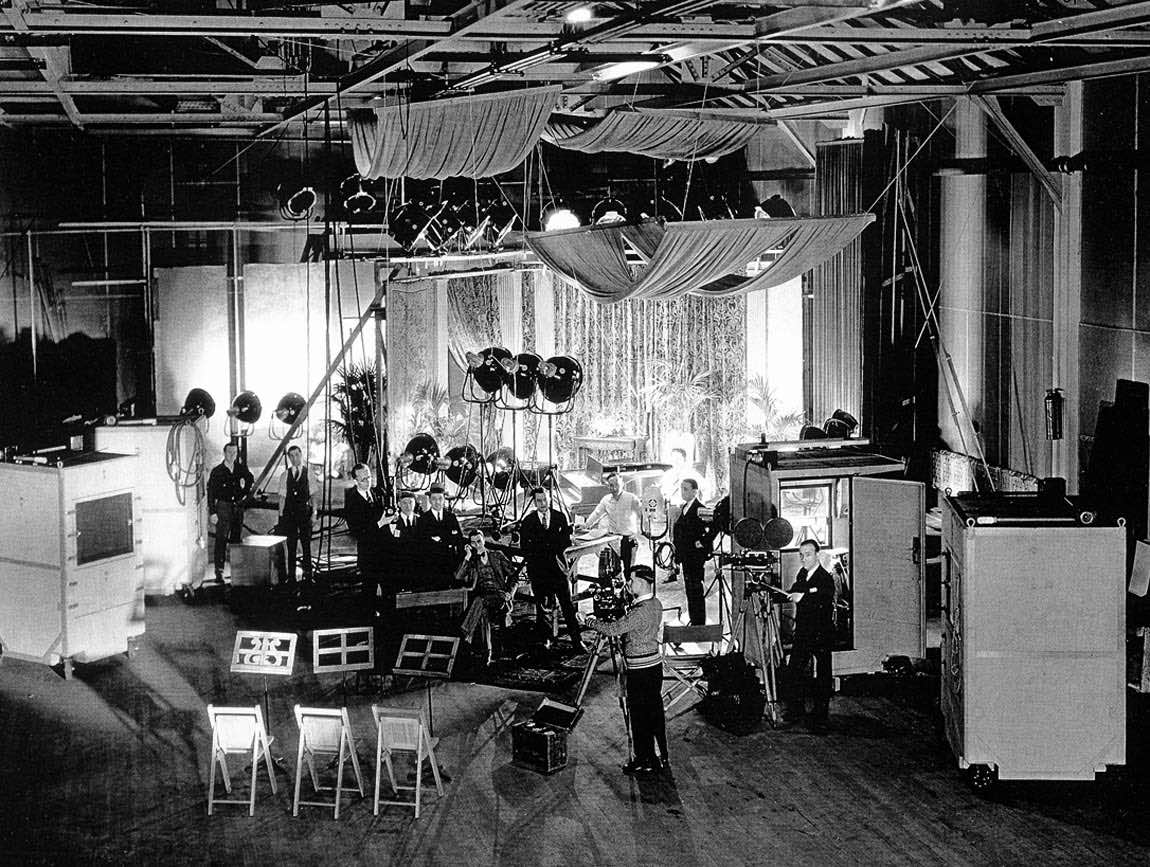 The set of a Vitaphone short at Vitagraph in 1925 with cameras removed from their booths The set of a Vitaphone short at Vitagraph in 1925 with cameras removed from their booths for the photo