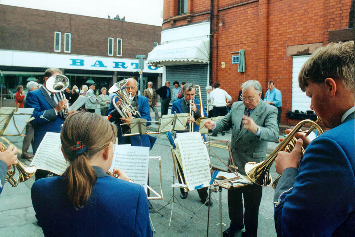 York Street Mission Band playing in St Helens at plaque unveiling to George Groves “York