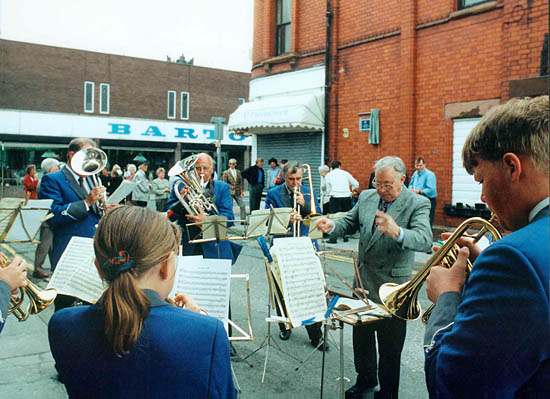 York Street Mission Band playing in St Helens at plaque unveiling to George Groves “York