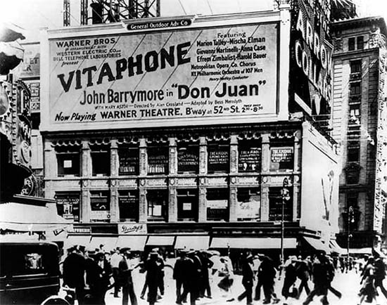 A billboard advertising Don Juan which was premiered on August 6th 1926 A billboard advertising Don Juan which was premiered on August 6th 1926