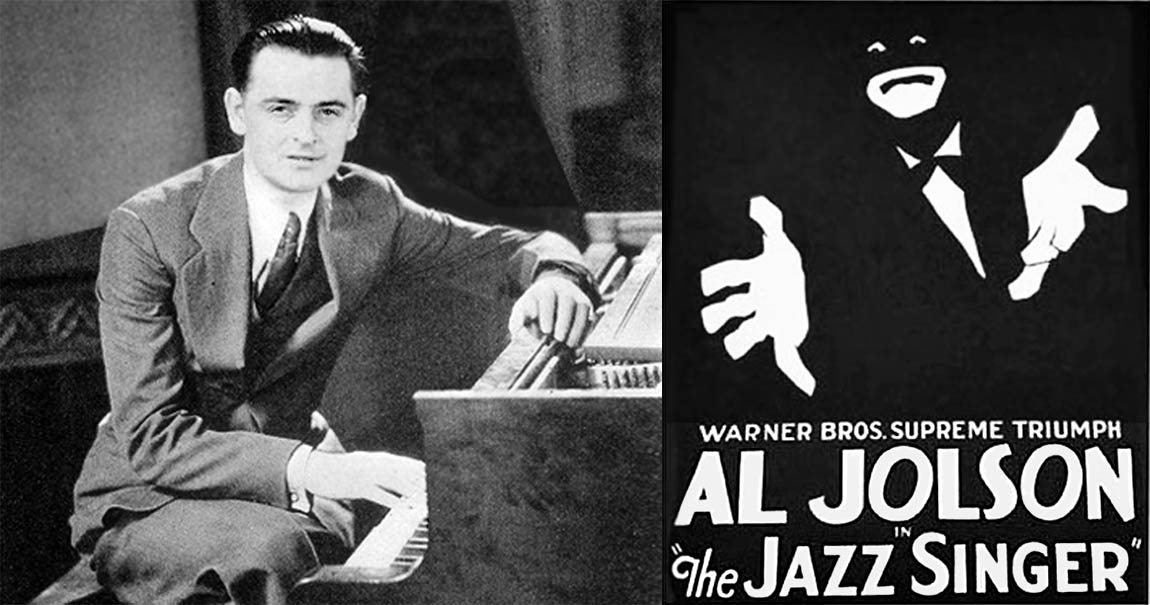 Vitaphone director Bryan Foy and Jazz Singer poster Vitaphone director Bryan Foy and Jazz Singer poster