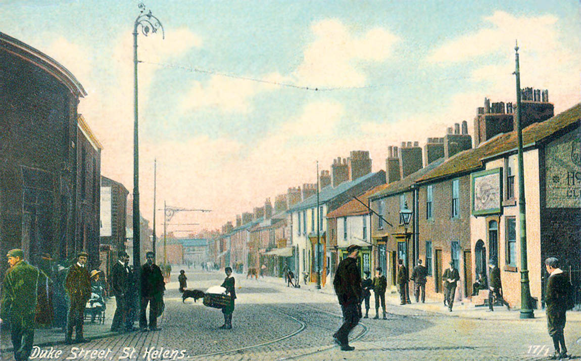A picture postcard of Duke Street in St Helens around 1910 A picture postcard of Duke Street in St Helens around 1910