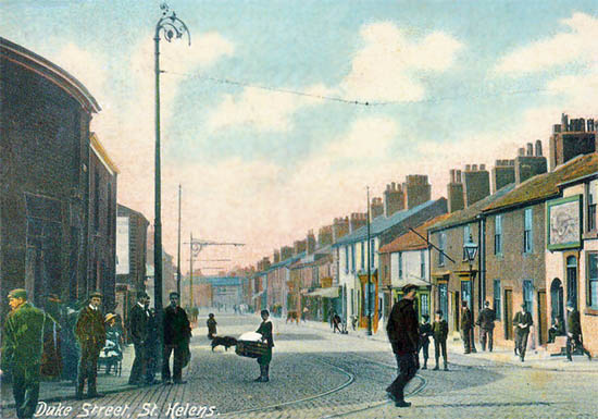 A picture postcard of Duke Street in St Helens around 1910 A picture postcard of Duke Street in St Helens around 1910