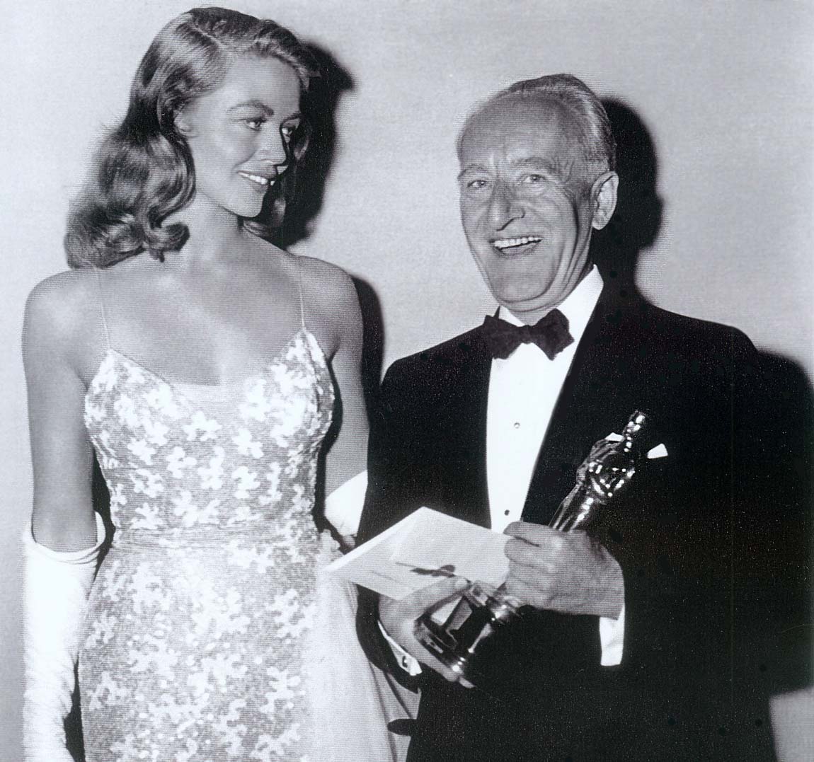 George Groves receives the Oscar for Best Sound from Dorothy Malone for Sayonara George Groves receives the Oscar for Best Sound from Dorothy Malone for Sayonara